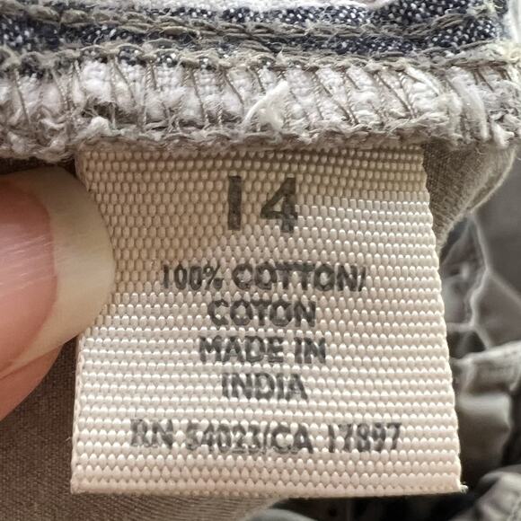 Old Navy Pants Women's 14 Tie Belted Beige Wide Leg 100% Cotton Y2K - Picture 5 of 9